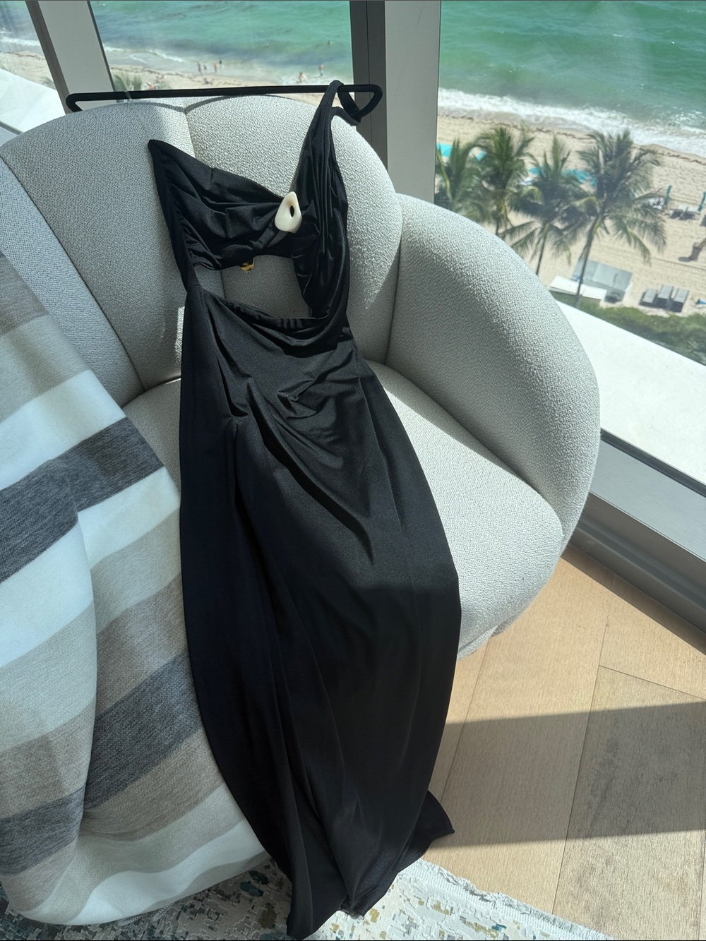 Baobab Collection One-Shoulder Black Maxi Dress with Cutout